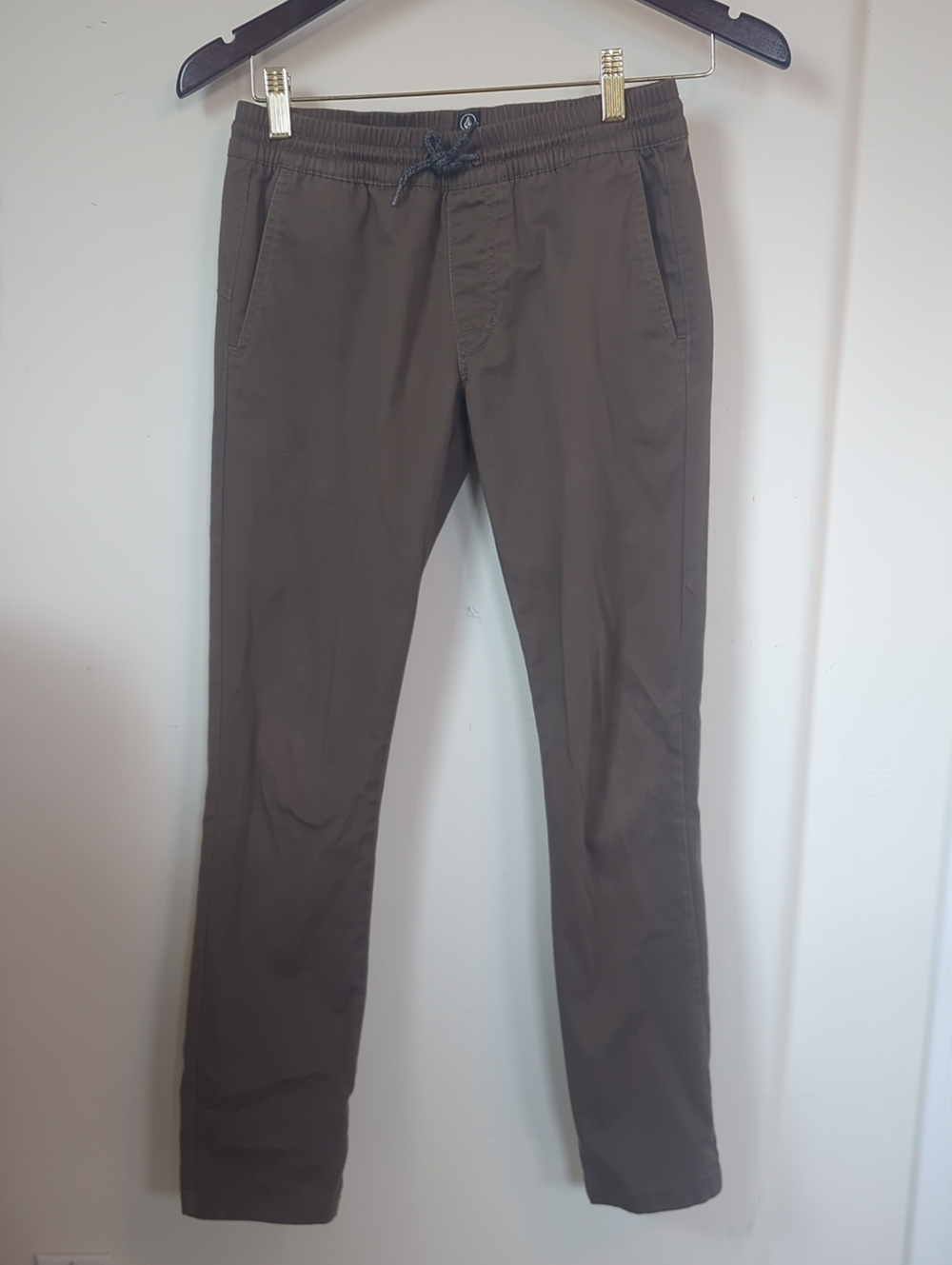 Volcom Olive Brown Kids Drawstring Casual Pants